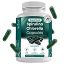 Spirulina e capsule di clorella – Pillole di clorofilla e alghe verdi blu per sostenere potente disintossicazione, energia e un sistema immunitario sano – 3X più clorella Spirulina polvere/Serving – 90 Ct