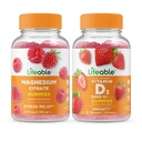 Magnesio vitale + Vitamina D 5000 IU, Gummies Bundle - Grande degustazione, Supplemento alla vitamina, Senza glutine, OGM libero, pancia masticabile