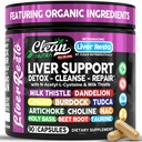 Clean Nutraceuticals Detox & Repair | Latte Thistle Supplement + NAC, TUDCA, Dandelion Root, Artichoke, Choline, Ginger, Beet Root, Burdock, Taurine, Liver Support 90 Capsule