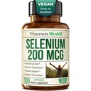 Selenio 200 mcg capsule – Integratore di selenio ad alta potenza per tiroide, Antiossidante e supporto immunitario – Integratori minerali essenziali L-Selenometionina altamente biodisponibili – Vegan, 100 capsule