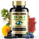 37 in 1 Vitamine Occhiali con Lutein e Zeaxanthin Supplemento – Supplemento agli occhi con CoQ10, Omega-3, Minerali Supporto per la salute degli occhi per adulti e anziani, supplemento di visione quotidiana, 120 Black Softgels