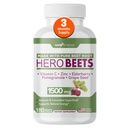 Gade Nutrition Hero Beets - Beet Root Capsule 1500mg - Organic Beet Root Powder + Vitamina C Zinc, Elderberry, Pomegranate, Seed Extract - 3 Mesi di alimentazione