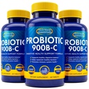 Nutrizione Essenziale Probiotici per le donne e gli uomini con Natural Lactase Enzyme & Prebiotic Fiber per la salute digestiva - 80percente + Supplemento più forte per Gut Health Support - 3 Contenitori di 60 compresse
