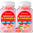 Organico Methylated Vitamin B Gummies: Natural Complex Supplement con B1 B2 B3 B5 B6 B7 B9 B12 Plus D3 Zinc Magnesium Ashwagandha Omega3 - Supporto energetico per il lavoro Adulti Donne Uomini(120Count)
