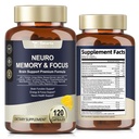 Totaria Brain Integratori per Memoria e Focus, Salute del cervello con L-Tyrosine, Alpha GPC, Ginkgo Biloba, Bacopa Monnieri, Nootropic Cognitive Support - Non-GMO, Gluten Free (120 Conti)