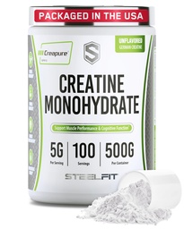 Polvere monoidrata della creatina di SteelFit, non aromatizzata - polvere di creatina micronizzata tedesca per gli uomini e le donne - integratori alimentari di allenamento Gym per guadagno del muscolo, salute del cervello e costruzione di resistenza