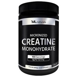 ML Naturals Micronized Creatine Monohydrate 5g (Per Serving) – 500g (17.6oz) – 100 Servings – Supports Muscle Growth & Strength – 200 Mesh Pure Powder