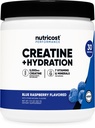 Nutricost Creatina Monoidrato + Idratazione Blu Lampone Aroma (30 Serve) - 7 Vitamine & Minerali, 5000mg di Creatina Per Serve