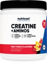 Nutricost Creatina + Aminos 30 Serve (Fruit Punch Flavored) - 5.000mg Creatina Monoidrato + 5000mg Amino BCAA Blend Per Serving