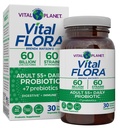 Vital Planet - Vital Flora Adulti Oltre 50 Probiotici giornalieri 60 miliardi di CFU, 60 Strains Diverse, 7 Prebiotici Organici, Supporto Immune, Gas, Probiotici Sani Digestivi per Donne e Uomini, 30 Capsule