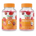 Probiotico Lifeable 2 miliardi di CFU Bambini + Vitamina D Bambini, Gummies Bundle - Grande degustazione, Supplemento di vitamina, Senza glutine, OGM libero, pancia masticabile