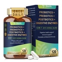 Totaria 5-in-1 60 miliardi di CFU Probiotici e Postbiotici per le donne e gli uomini, w / enzimi digestivi, Slippery Elm, Daily Complete Gut Health, Digestive & Immune Support, 4 mesi di fornitura, Vegan