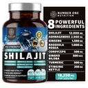 Pure Himalayan Shilajit per le donne e gli uomini [50% acido Fulvic] Meglio che la resina con Ashwagandha, Ginseng, Turmeric, Gingko Biloba, Sting Nettle, Cordyceps per sostenere l'energia e l'immunità, 60Caps