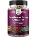Alta resistenza Hawthorn Berry Capsule - Pure Antiossidante Hawthorn Berry Supplemento con Leaf & Flower Extract 4:1 per il cuore sano e digestione - Supporto energetico per gli uomini e le donne - 240 Count Pack