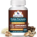 Integratore di benessere del colon, Estratto di funghi organici certificati USDA, Forza extra 1.500 mg, Alta potenza 40% Beta-Glucani, Immune, Gut & Digestive, Pulite del colon & Detox, 120 caps