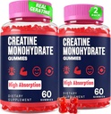 Creatina Monoidrato Gummies per le donne e gli uomini, Taurina & B6, Chewable Creatina Pre Workout Gummies per Max Forza & crescita del muscolo, Energia, Endurance, Creatina per gli uomini e le donne - 2 bottiglie