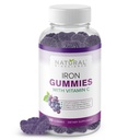 Gummie di ferro con vitamina C per adulti e bambini - Supplemento di ferro masticabile per l'anemia di carenza di ferro, supporto delle cellule di sangue rosso, energia, funzione immunitaria, salute del cervello, assorbimento massimo, aroma di uva, Vegan