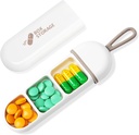 Organizzatore di pillole di viaggio Toplive, Portatile contenitore di pillole Mini organizzatore giornaliero di pillole, Piccolo caso di pillole organizzatrice di medicina di viaggio Pocket Vitamin Supplement Fish Oil Box, Bianco Grigio
