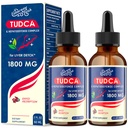 Supporto per fegato TUDCA Drops 1800mg - Integratore potente del fegato con sali di bile, NAC, Schisandra e Dandelion, Detox del fegato e riparazione - Fast-Absorbing, Sugar-Free, Alcohol-Free – 4 Fl.Oz