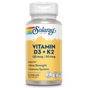 SOLARAY Vitamin D3 K2 - Integratore per la salute e il supporto immunitario - con 5000 IU Vitamin D come VIT D3 e 50 mcg Vitamina K2 come Menoquinone MK7, Fatto Senza Soia, Garanzia di 60 giorni, 60 Serv, 60 VegCaps