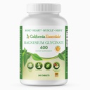 Magnesio Glycinate 400 - Chelato, Magnesio ad alto assorbimento per il sollievo muscolare, Bone & Heart Support -Vegan, Non OGM, Compresse senza glutine 240 (Servings 120, Serving Size (2) 200mg Tablets)