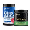 Optimum Nutrition Amino Energy - Pre allenamento con tè verde, BCAA, aminoacidi e polvere monoidrata di creatina micronizzata, non aromatizzata, Keto Friendly, 60 Serving