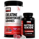 Force Factor Creatine Gummies, 5 Grammi Creatina Monoidrato, Bacca mista, 150 Gummies, 30 Serve Nitric Oxide Booster, Formula ad azione rapida con L-Arginina, 120 Capsule