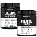 Creatina di fabbrica Jacked + Glutamina - Integratore di creatina con L-Glutamina per il recupero del muscolo, crescita del muscolo, aumento della forza (30 Serve, non aromatizzato & 30 Serve, lampone blu)