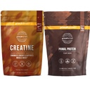 Polvere di creatina primaria + polvere vegana della proteina di cioccolato Bundle | 2-Pack | costruire il muscolo, migliorare il recupero e le prestazioni del carburante | 30 Serve ogni