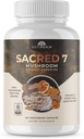 Naturealm Sacre 7 Organic Mushroom Powder for Coffee - Premium Mushroom Supplement Blend with Lions Mane, Reishi, Chaga - USDA Organic Daily Wellness Blend (120 Count (Pack of 1), Sacred 7)