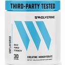 Polvere di monoidrato della creatina di Swolverine - 5g Creatina micronizzata, Testata di terze parti, Singolo-Ingrediente, Supporta la forza muscolare, Potenza, Recupero & Prestazioni ad alta intensità, 30 Serve, Non aromatizzato