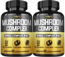 Satoomi 10in1 Complesso di funghi capsule - 4 mesi di alimentazione - miscele con Lions Mane, Cordyceps, Reishi, Chaga, Maitake, Shitake & Others - 2 pacchetti 60 capsule