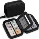 Zannaki Cute Pill Organizer per Purse con due rimovibili 7-Day Pill Box, Travel PU Leather Pill Case, Portable Weekly Pill Container with Storage Bag to Hold Vitamins, Fish Oils, Supplements (nero)