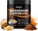 Catfit Mushroom Coffee Powder, 10 Integratori di miscela di funghi con Lion's Mane, Chaga, Cordyceps, L-teanina per energia, messa a fuoco, cognitivo e immunità, 50 Serving