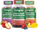 Fungies Mushroom Gummy 3-Pack Bundle, Lion's Mane, Cordyceps & Reishi Gummies per adulti - Mushroom Gummies Supports Salute del cervello, Salute del fegato, Energia e benessere quotidiano - 180 Servings