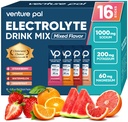 Imballaggio della polvere degli elettroliti liberi dello zucchero di sodio di Venture Pal - Imballaggi di idratazione con vitamina, sodio e potassio | Calorie zero | Vegan, Keto & Paleo Friendly Electrolyte Drink Mix - 16 Sticks
