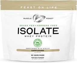 Isolato di proteine del siero di erba-Fed di festa del muscolo, tutta la pasta naturale ha aumentato, polvere di proteine dell'isolato del siero di latte per gli uomini e le donne, pulito, senza glutine, proteina di isolamento Delicious - Cappuccino, 2lb