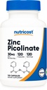 Nutricost Zinc Picolinate 30mg, 120 Capsule - Gluten Free e Non OGM