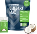 Coromega MAX 2400mg Omega-3 Fish Oil + Vitamina D Squeeze Packets, Wild-Caught, No Fishy Taste - 3X Migliore assorbimento di Softgels, Supporta la salute del cervello e del cuore (90 Serve, Bliss di cocco)