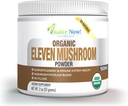 Organic 11 Mushroom Powder - Certificato USDA - Lion's Mane, Reishi, Cordyceps, Maitake, Shiitake, Turkey Tail, Chaga, Zhuling, Wood Ear, Poria Cocos, Hime-Matsutake - Immunity & Energy, No filler