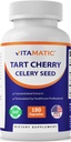 Estratto di Ciliegia di Tart Vitamatic 20X con Celery Seed 10X Estratti Concentrati - 180 Capsule di Veg - Vegetariano, Non OGM e Gluten Free