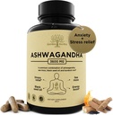 Organic Ashwagandha Root & Irish Sea Moss – 3,600 mg Ashwagandha Supplemento con olio di semi neri, & Burdock Root – Integratore di erbe per l'energia, Rilievo di sforzo, Forza extra, 60 Caps