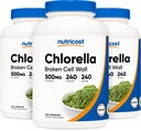 Nutricost Chlorella capsule (3 bottiglie) 500mg, 240 capsule