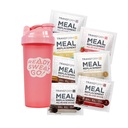 TransformHQ Meal Sostituzione Shake Variety Box con Shaker rosa, 7 pacchetti di Shake Singolo-Serving