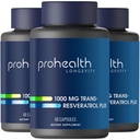ProHealth Trans Resveratrol Plus 1000mg. Mondo più ricercati Trans-Res supplemento. Dottore formulato con Quercetin & BioEnhancers per Max Potency. Lab Testato 98% puro. 30 Serve (3 Pack)