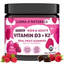 Llama Naturals Vitamina D3, Vegan, Integratore di supporto Immune Organico, Vitamina D Gummies per Adulti e Bambini, Vitamine di Gomma Reale di Frutta, Promuove la Salute di Bone, Canna di Zucchero non Aggiunto, Raspberry, 120 Ct