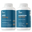 Dr. Tobias AKG Supplement & Magnesium Bisglycinate - Support Energy Levels, Muscle, Nerve & Bone Health with High-Absorption Magnesium and Bio available AKG, Vegan, Non-GMO
