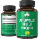 Lactobacillus Reuteri 50 miliardi di CFU Probiotici con clinicamente studiato PreticX® XOS Prebiotic - Integratore di capsule probiotici per la salute e il supporto digestivo - USA Testato per le donne e gli uomini