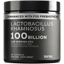 Toniiq Lactobacillus Rhamnosus – Ultra High Strength 100B CFU con Prebiotic FOS – Capsule di rilascio ritardati – Laboratorio di terze parti testato – 60 capsule