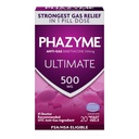 Phazyme Ultimate Strength Anti-Gas 500 mg Rilievo di gas Simethicone per adulti, Gel Veloce Facilita rapidamente Bloating, Pressione e Discomfort, 20 Conte
